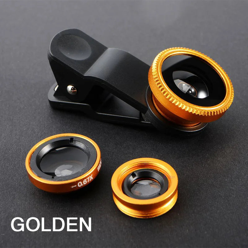 Universal 3 In 1 Fisheye Phone Lens 0.67X Wide Angle Zoom Lens Fish Eye Macro Lens Camera Kit With Phone Clip For iPhone Xiaomi