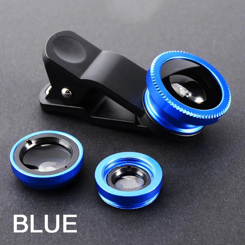 Universal 3 In 1 Fisheye Phone Lens 0.67X Wide Angle Zoom Lens Fish Eye Macro Lens Camera Kit With Phone Clip For iPhone Xiaomi