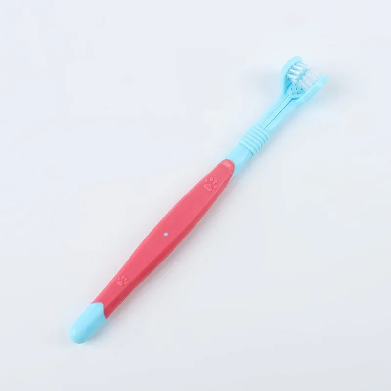 3-Head Pet Toothbrush Dogs Oral Cleaning Soft Bristle Toothbrush for Small Breed Easy Grip Handle Gentle on Gums Reduce Plaque