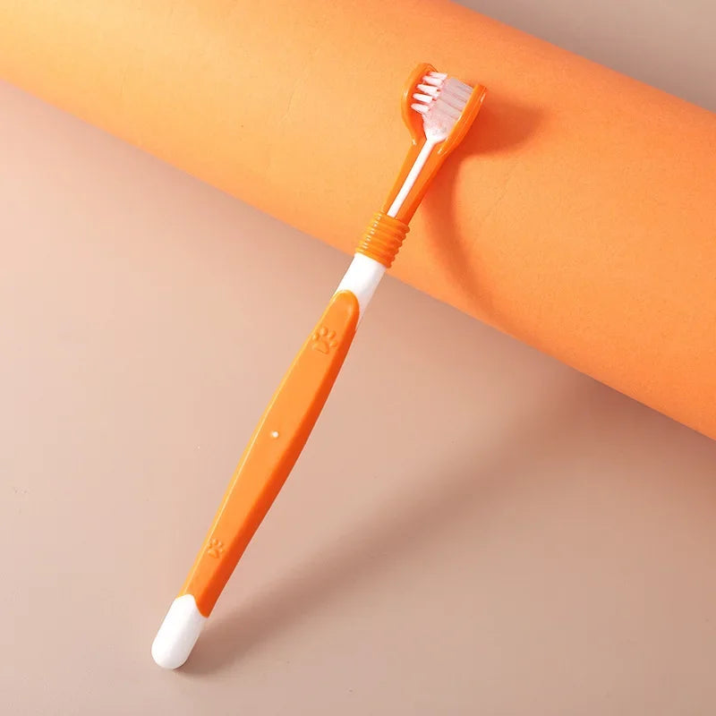 3-Head Pet Toothbrush Dogs Oral Cleaning Soft Bristle Toothbrush for Small Breed Easy Grip Handle Gentle on Gums Reduce Plaque