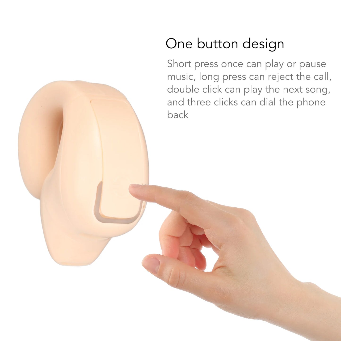 Wireless Earbuds Bluetooth 5.3 Single Ear Clip Lightweight Ergonomic One Button Bluetooth Earbuds for Music for Running