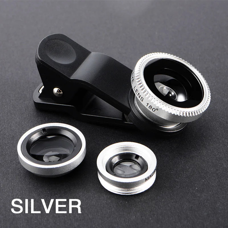 Universal 3 In 1 Fisheye Phone Lens 0.67X Wide Angle Zoom Lens Fish Eye Macro Lens Camera Kit With Phone Clip For iPhone Xiaomi