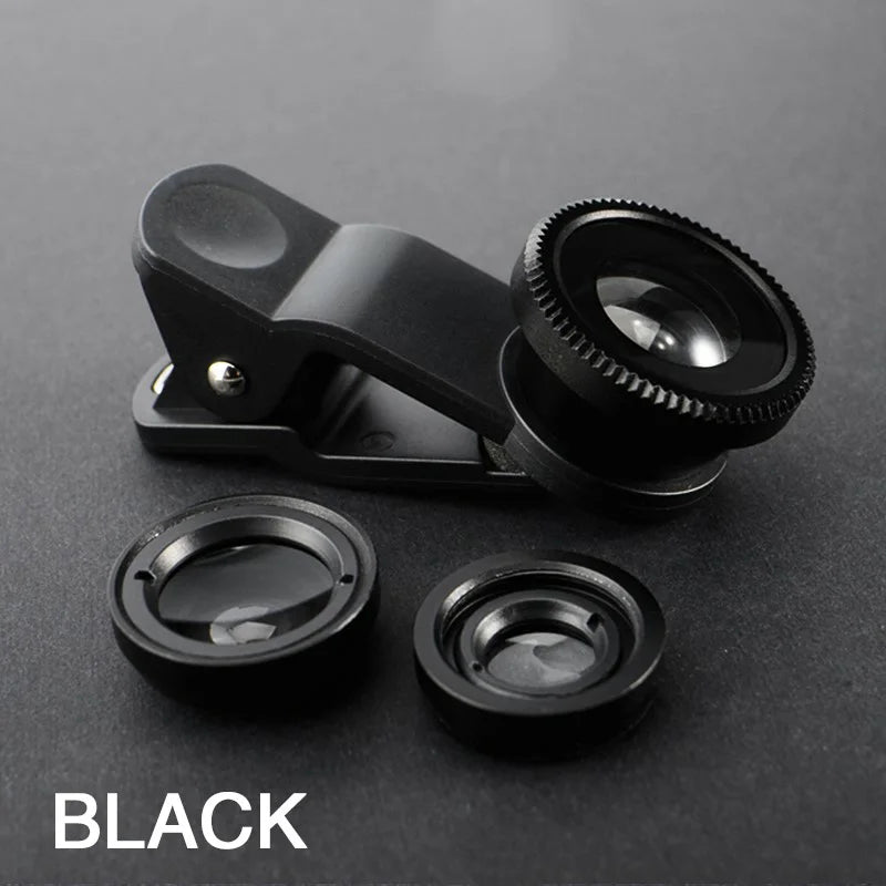 Universal 3 In 1 Fisheye Phone Lens 0.67X Wide Angle Zoom Lens Fish Eye Macro Lens Camera Kit With Phone Clip For iPhone Xiaomi